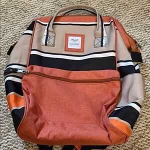 Himawari Orange and Black Striped Women's Backpack